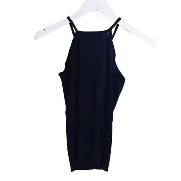 ADRIENNE VITTADINI Knit Ruffle Sleeveless Tank/Top Navy Blue Size Medium - Picture 6 of 9